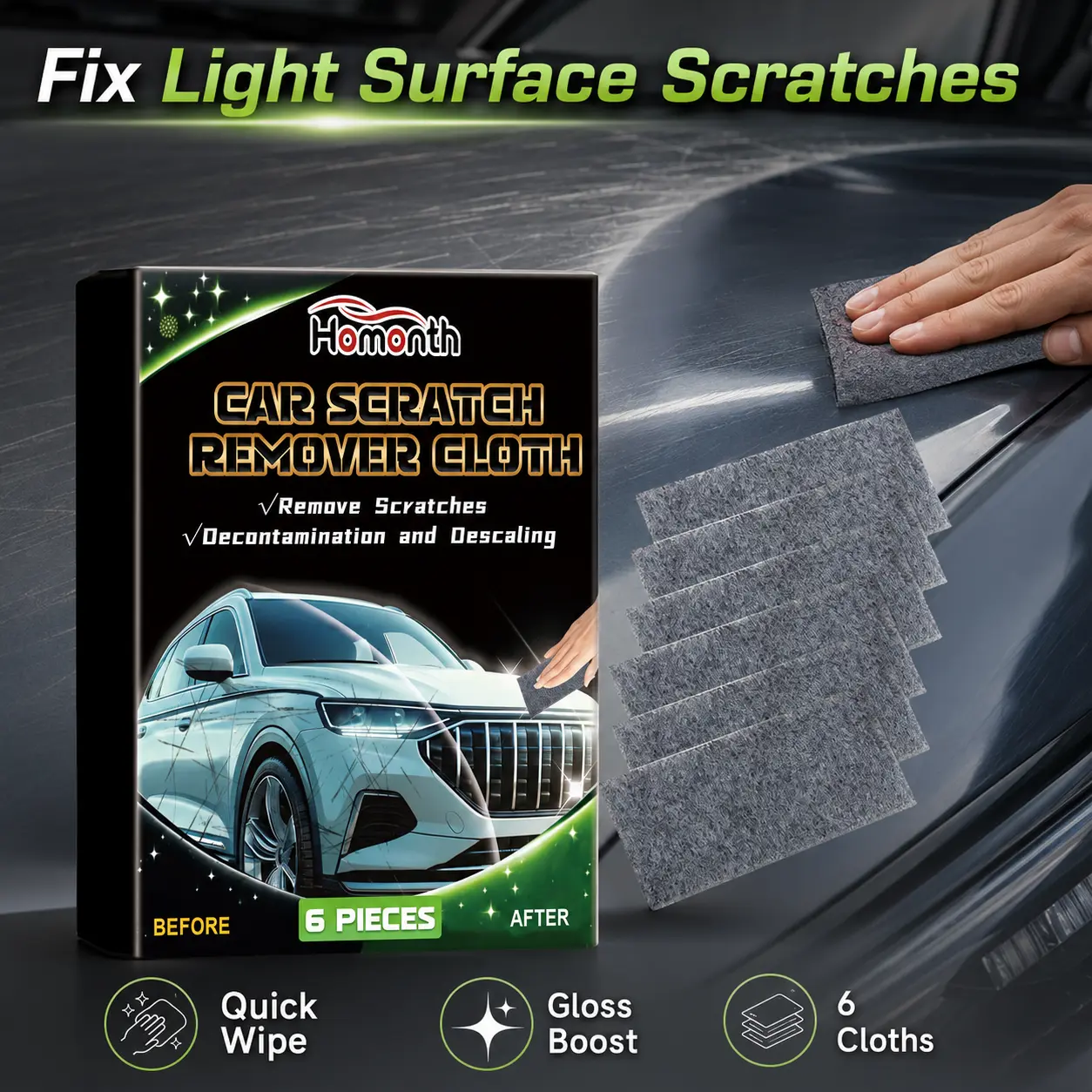 Car Scratch Remover Cloth for Cars Light Scratch Repair Paint Care Cleaning Pad Car Detailing Tool for Surface Marks Swirl Removal Auto Care Accessories