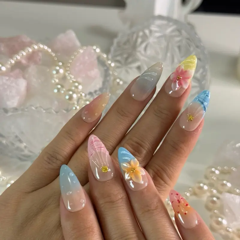 Ocean Shell Press-on Nails, Beauty & Personal Care Nail Art Decoration Accessories
