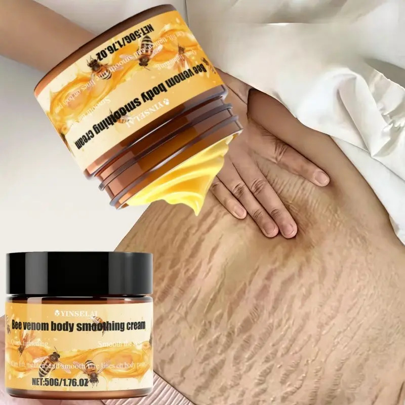 50g Shea Butter Collagen Bee Venom Body Firming Cream, Body Contouring Cream, Low Allergy Moisturizer, Body Care Moisturizer, Moisturizing Firming, for Thighs, Buttocks, Arms, Abdomen, Fragrance-Free, Natural Ingredients, Body Firming Whip