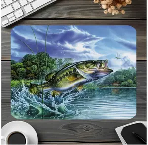 Gaming Mouse Pad, Bass Fish Design, 9.4in x 7.9in x 0.12in Single Size, for Gamers, Computer & Office Equipment Accessory