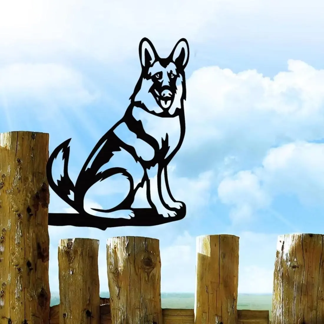 Metal German Shepherd Silhouette Wall Art, Rustic Puppy Dog Cutout for Outdoor Home & Garden Decor, Perfect Housewarming Gift for Dog Enthusiasts