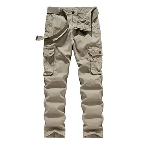 Going viral on TikTok! Heavy-duty polyester blend cargo pants — sturdy in structure, perfect for autumn and winter khaki casual styles Beige Streetwear