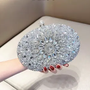 Trending Rhinestone Decor Purses for 2026, Inspired Bride Clutch Handbag Bucket Bag Mini Bag Faux Evening Bag Dinner Bag Glamorous Crossbody Bags Shoulder Bag for Woman Perfect for Party, Dinner, Christmas
