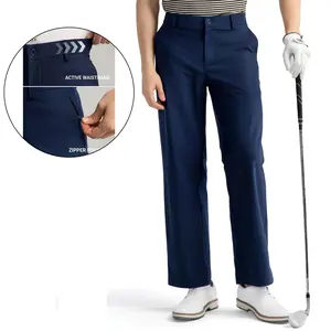 HISDERN Men's loose-fitting dress pants, lightweight and breathable golf pants, wedding attire, date pants