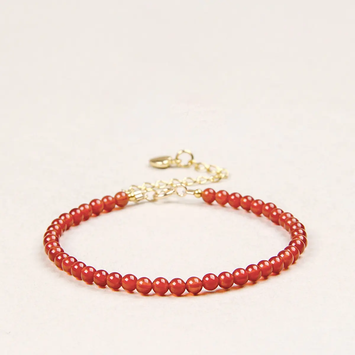 Dainty Carnelian Beaded Bracelet for Women, 3mm Round Healing Crystal Beads, Adjustable for Confidence & Vitality, Mother's Day Gift, Natural Luster