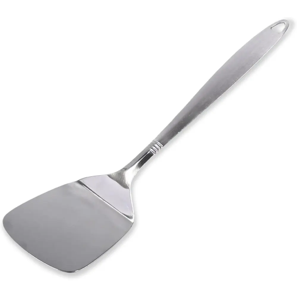 Chef Craft Select 13.5 in Stainless Steel Kitchen Turner-Spatula, Rustproof Cooking Utensil with Brushed Handle, Hanging Hole for Easy Storage, Attractive Design, Shiny Working End with Handle for Events, Parties
