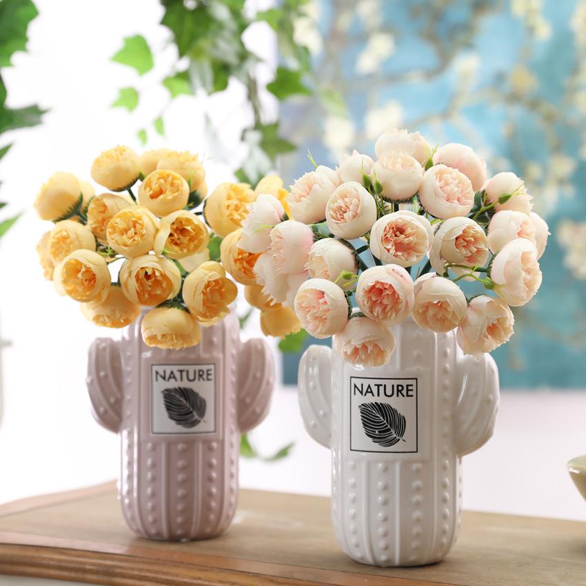 27 Heads Artificial Rose Peony Flowers Bridal Bouquet for Home Party Table DIY Decor Fake Flowers Wedding Decoration Flowers