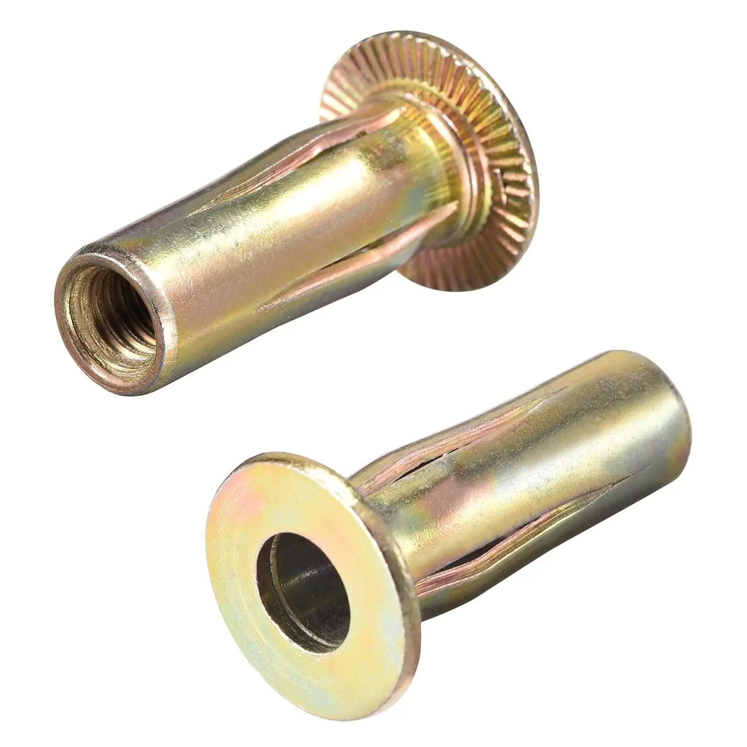 Multi-Grip Rivet-Nut, M6 Pre-Bulbed Shank Carbon Steel Color-Zinc-Plated Flat  Threaded Insert Nut 25 count