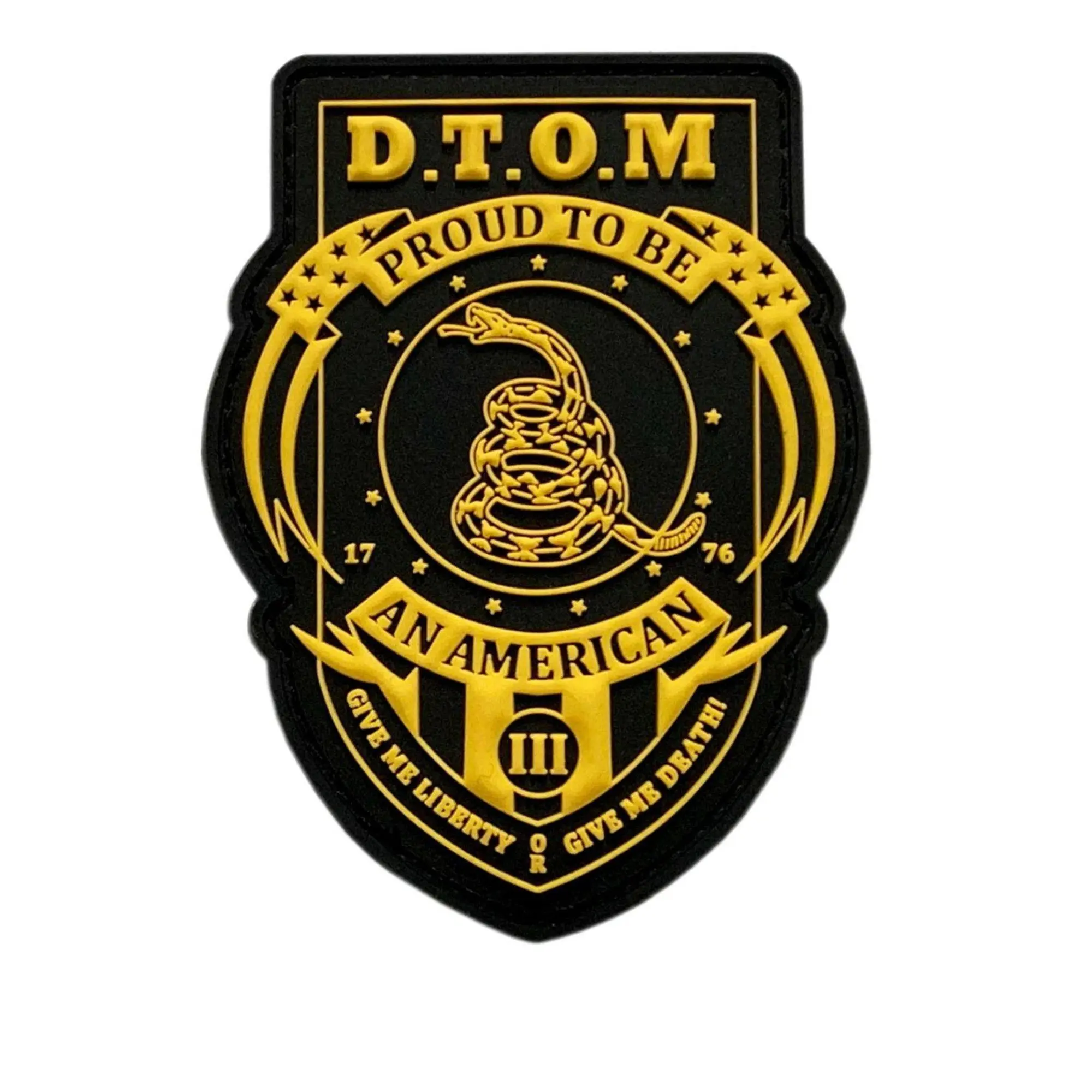 Gadsden Don't Tread On Me USA Snake Shield Flag US PVC Hook Patch P388 Proud to Be an American Design