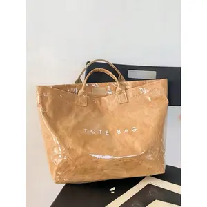 Large Capacity Fashion Clear Tote Bag, PVC Waterproof Shoulder Bag, Casual Trendy Versatile High-quality Daily Commuting Bag, Girl Fashionable Shopping Bag