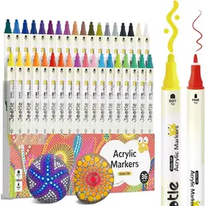 Dual Tip   Pens for Rock Painting,36  Colors   Markers with 1-5 MM Dot Tip and 1MM Fine Tip, Markers Set for Canvas Fabric  Coloring Books Drawing Markers