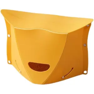 Folding Camping Stool Portable Chair - Lightweight Collapsible Hiking Seat with Handbag Function - Ultralight Travel Stool for Backpacking, BBQ, Fishing, Outdoor, Beach, Library, Garden - Mini Foldable Plastic Stool for Adults & Kids (Yellow)