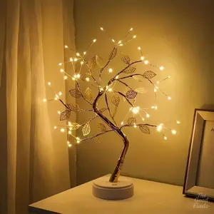 Dual Mode Flashing Gold Leaf Tree Light 72 LED Copper Wire String Lights Touch Switch Decorative Lamp for Home Valentine's Day Gift