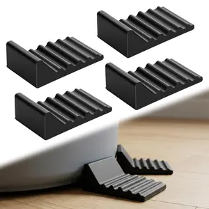 4 Pcs Heavy Duty Trash Can Wall Protector, Silicone Trash Can Bumper for Square & Round Garbage Bins, No-Drill Garbage Can Wall Protector for Kitchen and Office Floor (Black)