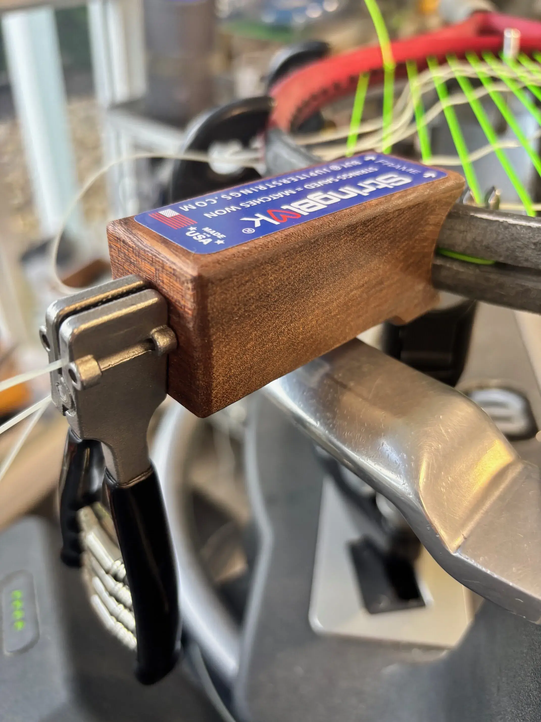 StringBlok Patented Offset Stringing Block for Damage-Free Racket Stringing
