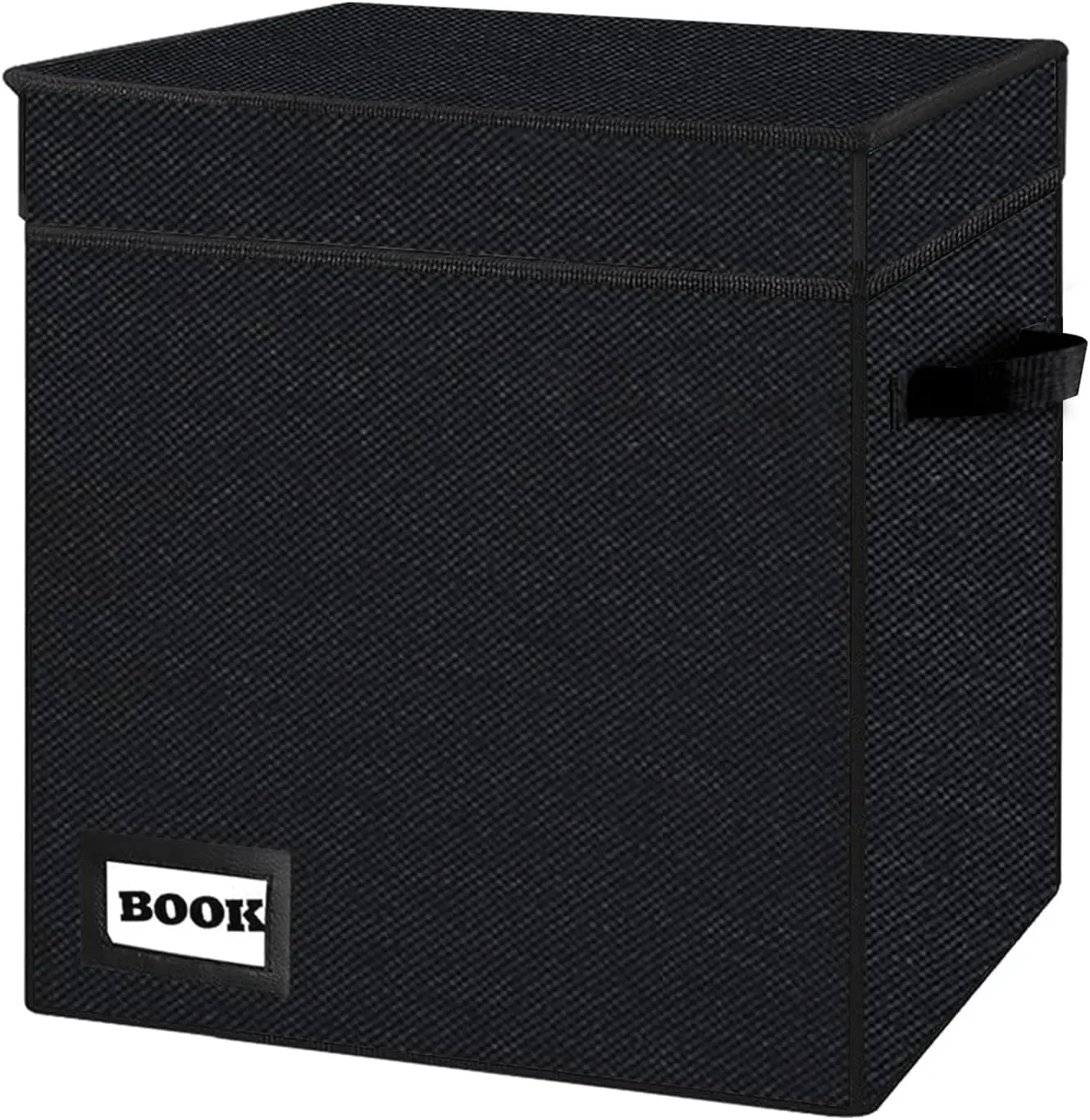 Collapsible Comic Book Storage Box with Lid, Heavy Duty Collection Organizer Bin 11.8 x 9.8 x 7.8 in, Holds Approximately 160–180 Comic Books, Fabric Storage Container with Handle & Label Slot