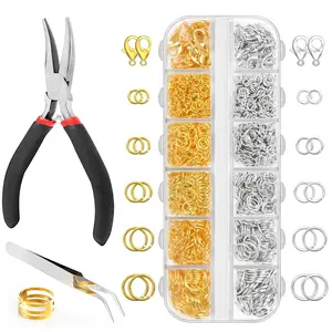 1200pcs Jewelry DIY Toolkit: Fix & Create with Gold/Silver Jump Rings, Lobster Clasps, Jewelry Pliers & Tweezers —for Necklace Repair & Custom Jewelry Crafting