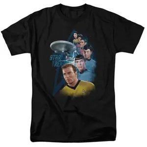 Trevco Star Trek-Among The Stars - Short Sleeve Adult 18-1 Tee - Black- Medium
