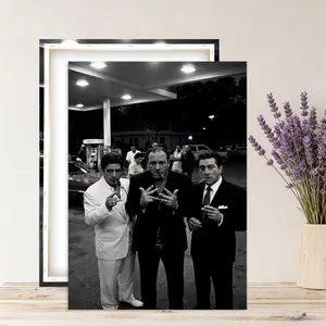 Mafia-themed Artistic canvas artwork, wooden-framed wall decoration, gangster boss art, retro noir movie poster, suitable for family bars, men's exclusive spaces and Room.
