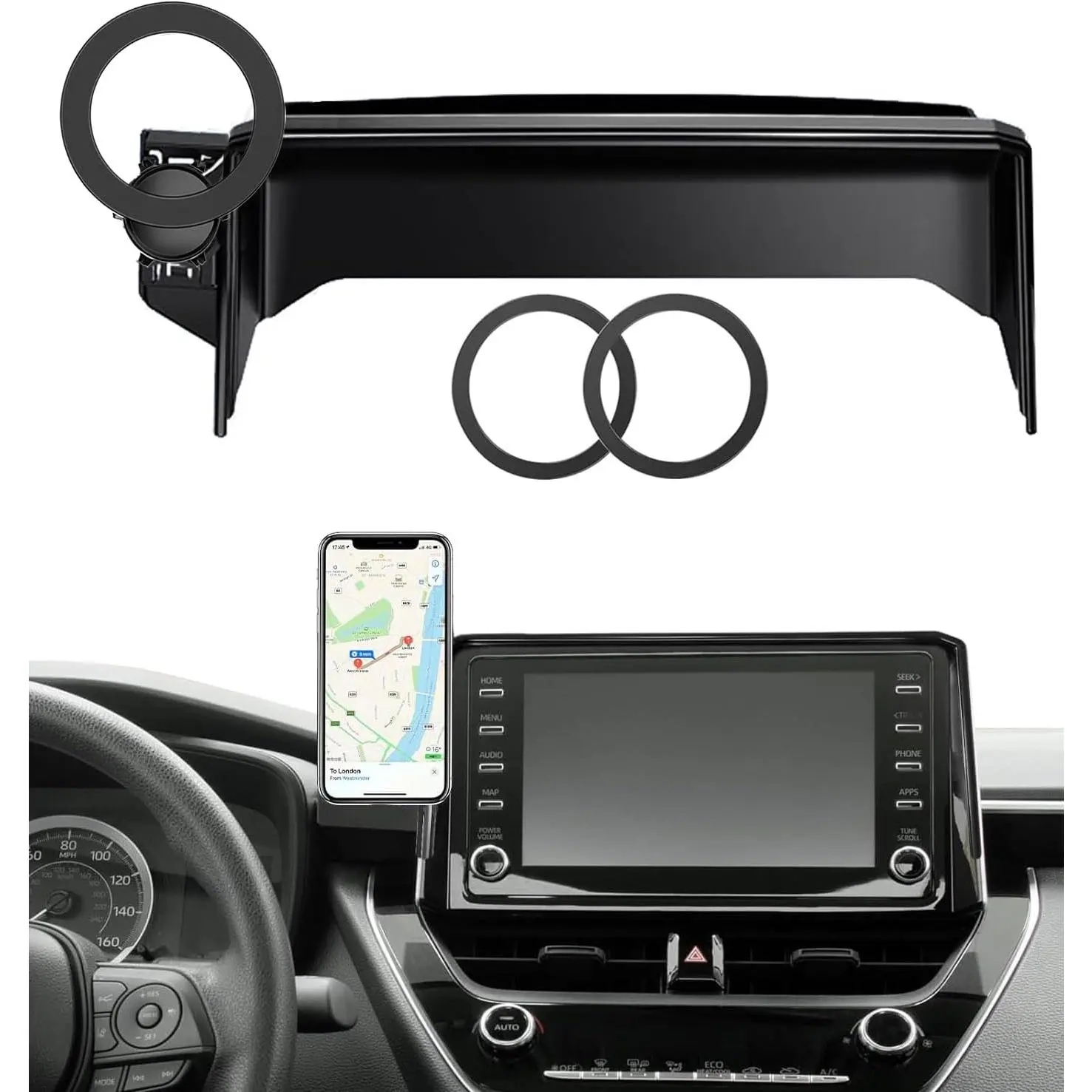 Car Phone Mount for 2019-2025 Toyota Corolla / 2019-2025 Toyota Corolla Hatchback / 2023-2025 Corolla Cross, Fits 8-Inch Touchscreen, for MagSafe Magnetic Car Phone Holder, Toyota Corolla Accessories