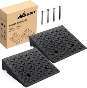 Nilight 2-Pack Sturdy Durable Rubber Curb Ramps - 7" Rise Heavy Duty Threshold Ramps for Safety Vehicle Access, 7000lbs Load Capacity, Portable for Cars Wheelchairs, Black