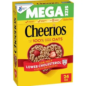 Cheerios, Heart Healthy Gluten Free Breakfast Cereal, Mega Size, 24 oz