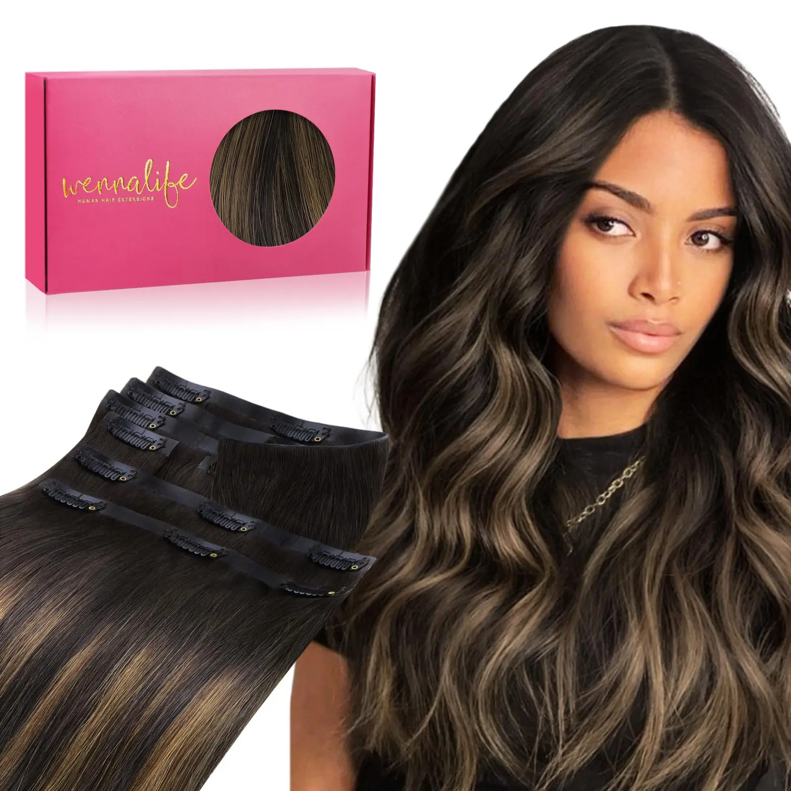 #2/6/2 Balayage Dark Brown Mixed Chestnut Brown