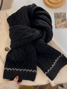 Women's Fashion Elegant Warm Solid Color Scarf, Comfortable Shawl for Daily Wear, Perfect Gift Accessory, All Seasons