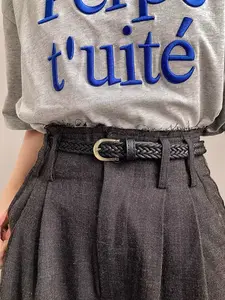Women's Braided Waist Belt, New Fashion Accessory, Simple and Casual, Versatile Student Belt, Korean Style Jeans Strap, Daily Wear, PU Leather Belts