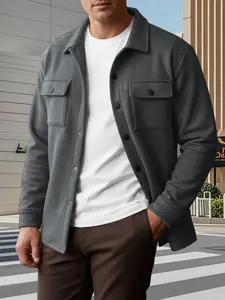 Men's Long Sleeve Jacket Coat with Dual Pockets, Retro Style Comfortable Casual Lapel, Fashion Versatile Multiple Colors Available
