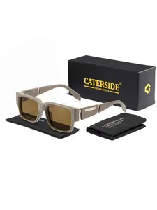 Unisex Rectangular Narrow Frame Sunglasses, Blue Light Blocking, Casual Style, PC+cp Material, All Seasons Wear, Trendy Outdoor Cycling