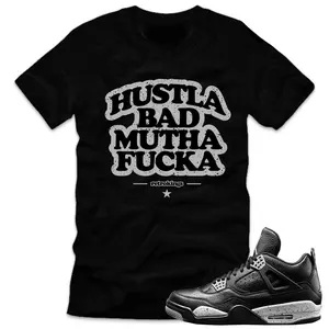 Oreo-4s-matching-sneaker-tees-shirts-_Hustla-Sneaker-Tee-Black-_-Streetwear-Online. Made to match your sneakers!  * SHOES NOT INCLUDED *