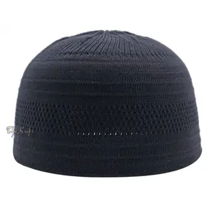 Graphite Black Cotton Stretch-Knit Kufi Muslim Skull Cap