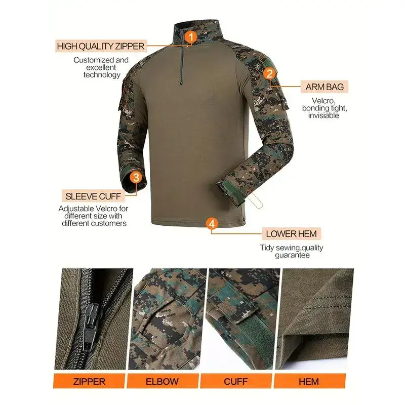 2025 new Elg New Men's Combat Tactical Uniforms Long Sleeve Fitting Amry Militray Uniforms for Men Combat Shirt and Pants Camouflage Clothing Hunting Hiking Paintball Gear 2025 new Elg New Men's Combat Tactical Uniforms Long Sleeve Fitting Amry Militray Uniforms for Men Combat Shirt and Pants Camouflage Clothing Hunting Hiking Paintball Gear