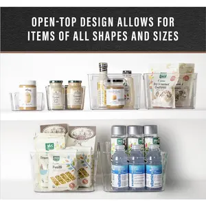 3-Piece Clear Space Plastic Bins - Large, Medium, Small - Superb for Pantry, Cabinet & Fridge Storage