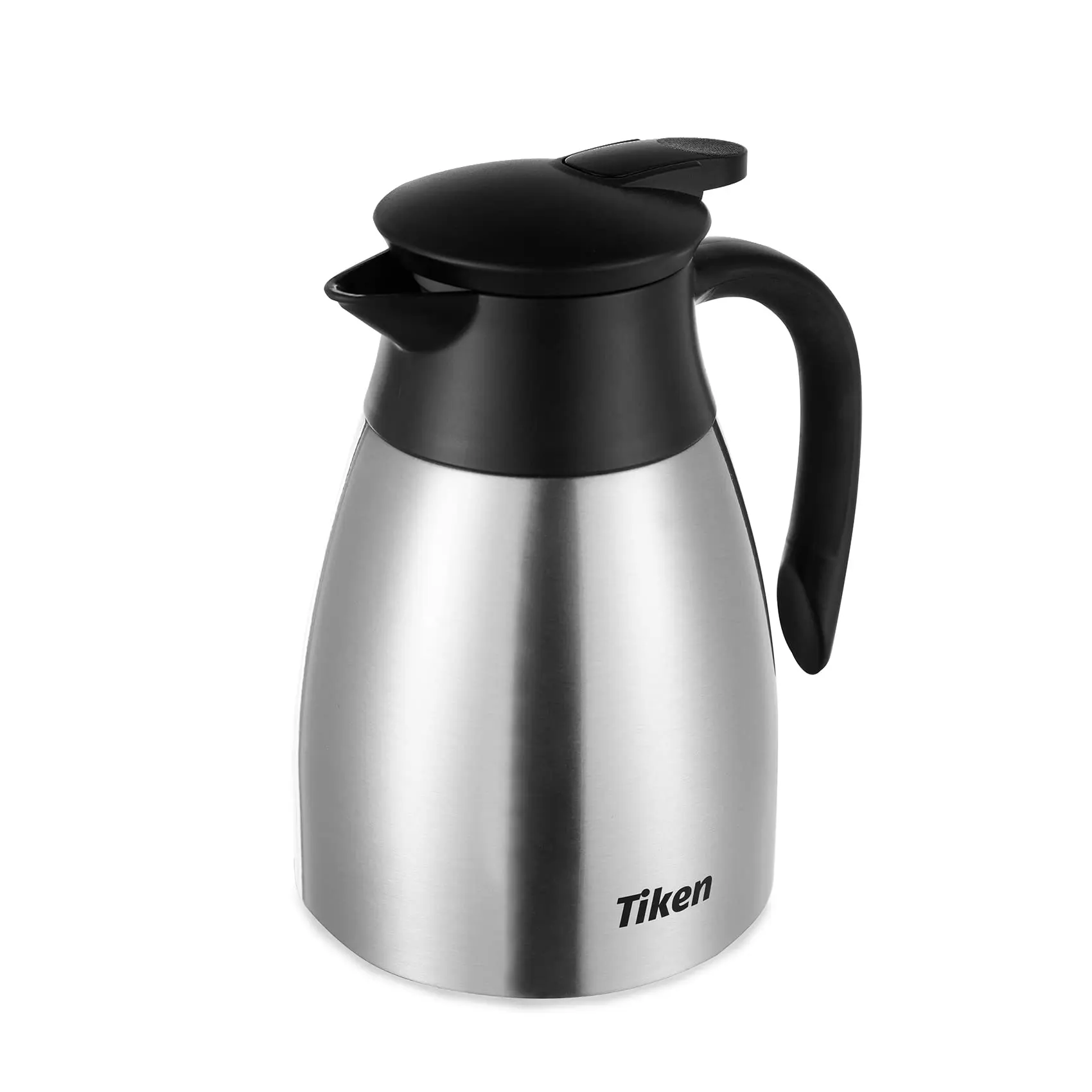 Tiken Stainless Steel Double-Walled Vacuum Insulated Coffee Carafe - Silicone Lid, Durable Pitcher, Easy-to-Clean Hot Beverage Dispenser for Home Use, Ideal for Coffee Lovers with Keeping Hot Functionality