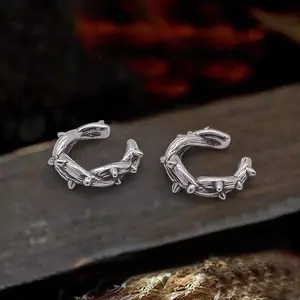 GTHIC Punk Winding Thorns Stainless Steel Ear Cuffs for Men Women Daily Wear Fashion Accessory