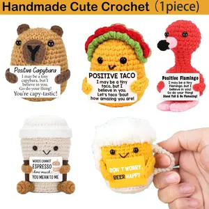 Cute Handmade Knitted Animal Plant Decorations, Handmade Crochet Figure, Gift Set with Encouragement Cards, Perfect for Halloween & Christmas Gifts