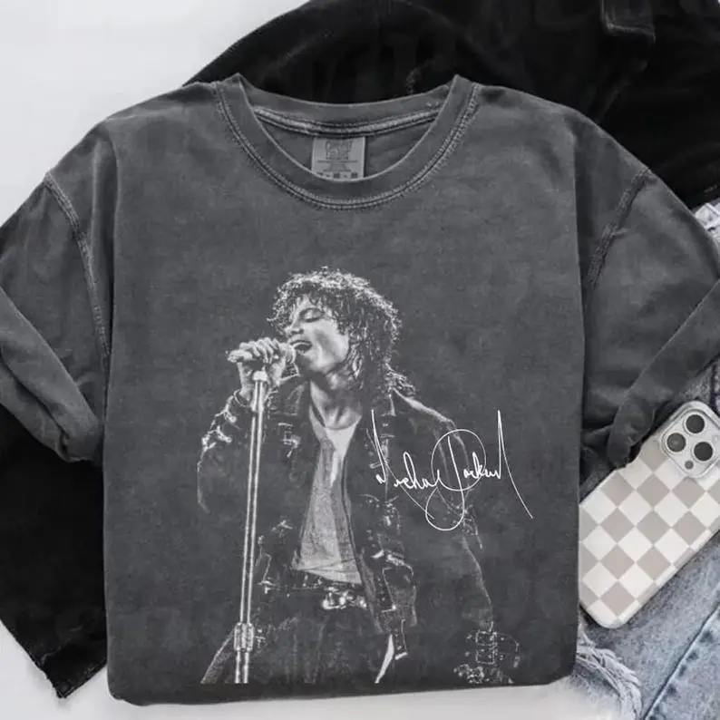 Michael Jackson Shirt, Comfort Colors Vintage Graphic Tee, Retro King of Pop Concert Shirt, Music Fan Gift, Unisex Washed Aesthetic T Shirt