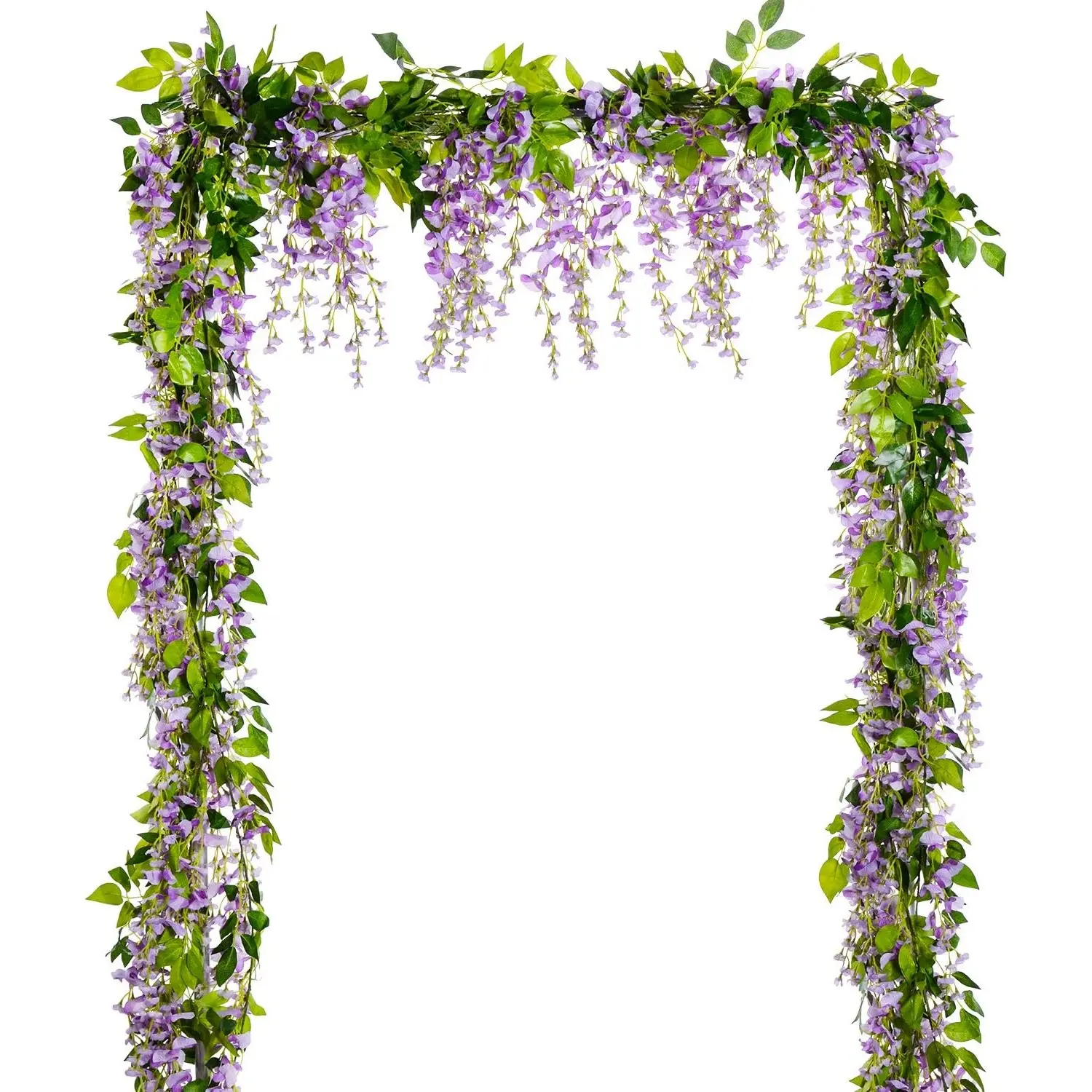 Light Purple Faux Flower Garland - 4 Pcs 28.8ft Decorative Silk Wisteria Vines, Plastic Floral Plant for Home Decoration, Table, Garden, Wedding Arch Ceremony Decor