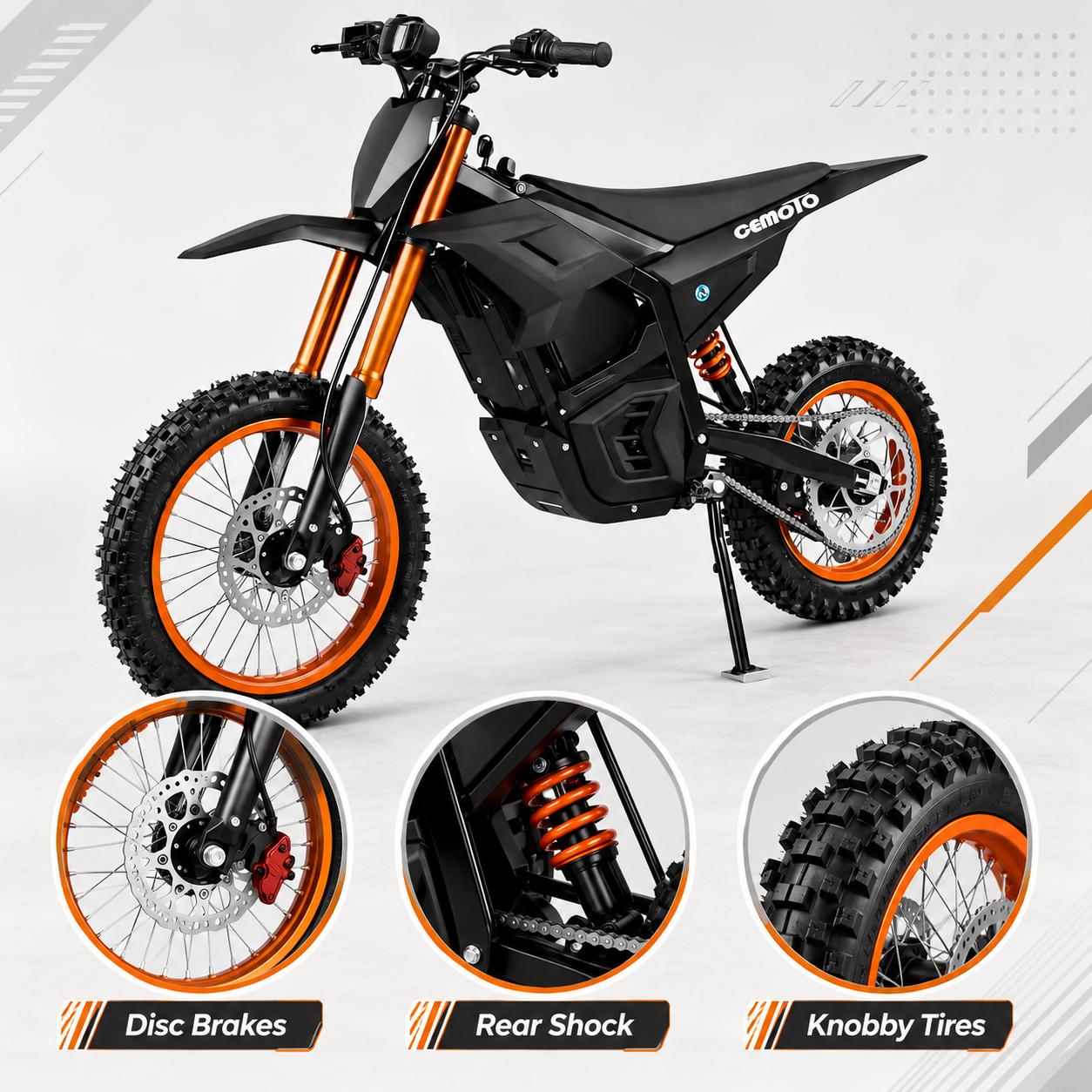 CEMOTO D02 3000W Electric Off-Road Ebike for Teens & Adults, 40 MPH Top Speed, 48V 23Ah Battery, 53 mi Range, Ebikes