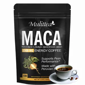 Maca Energy Coffee Powder 1500mg with Peruvian Maca Root, Vitamin C & B12 for Enhanced Vitality 3.5oz (100g) Pack
