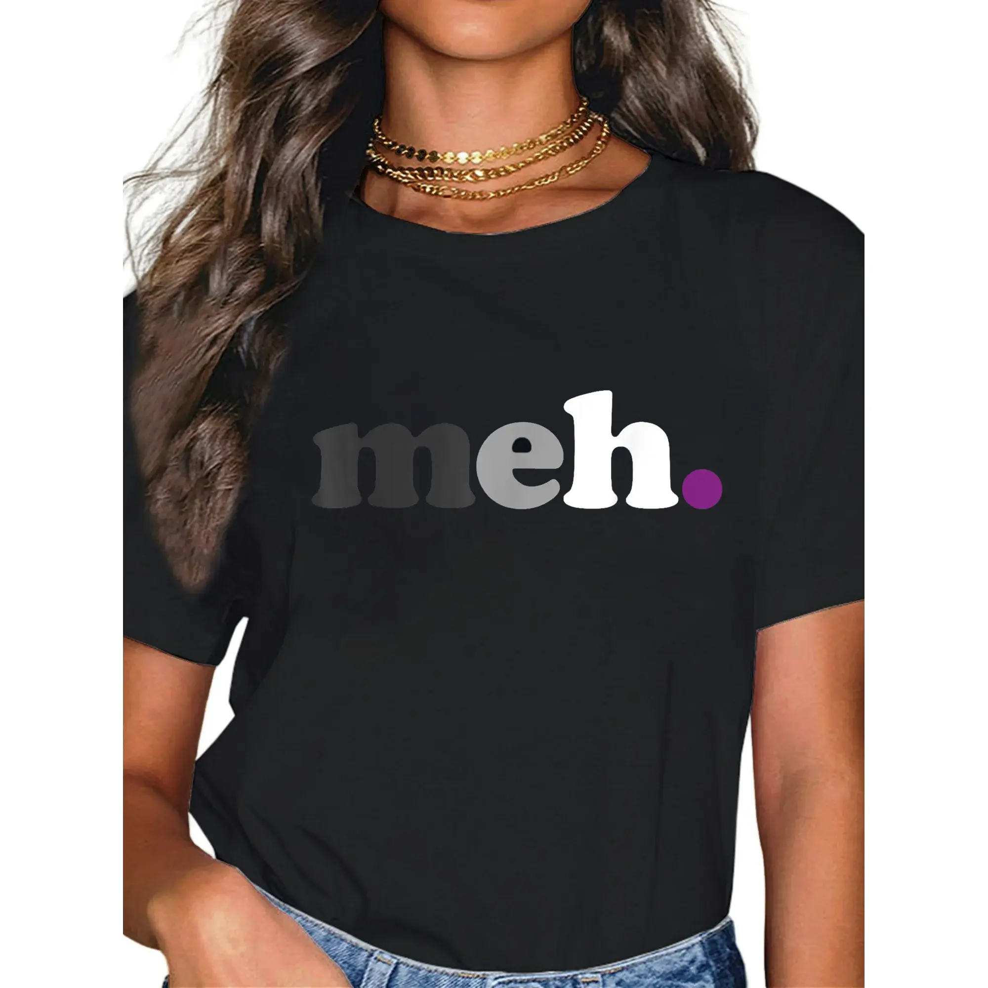 100% Cotton Asexual Pride Not Interested Asexuality Proud Ace Flag Meh T-Shirt