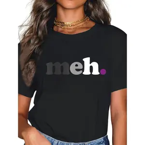 100% Cotton Asexual Pride Not Interested Asexuality Proud Ace Flag Meh T-Shirt