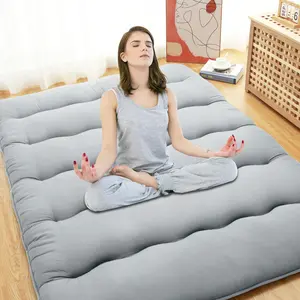 【GARVEE】Full Size Foldable Futon Mattress in Wave Grey - Japanese Style Floor Mattress for Adults, Ideal for Tatami, Camping, and Comfortable Floor Sleeping with Mattress Pad