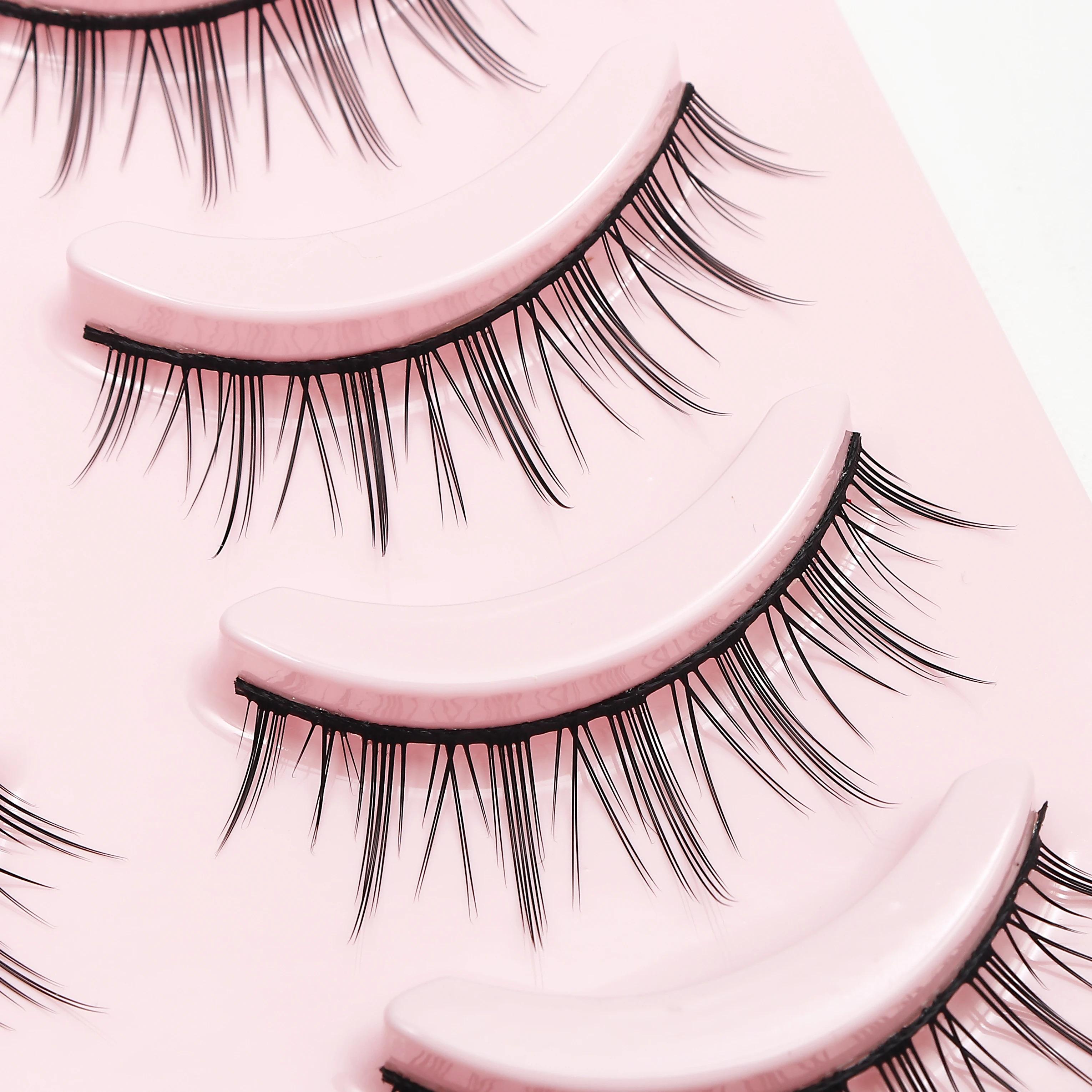 Fake Eyelash Anime Lashes 5 Pairs Little Devil Eyelashes Natural Daily Makeup Manga Eyelashes Clear Band Eyelashes