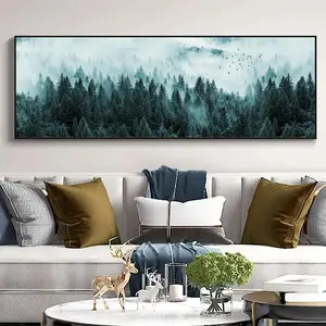 Cloudy Forest Pattern Canvas Poster without Frame, 1 Count Natural Scenery Canvas Painting, Wall Art Decor for Home Living Room Bedroom Office