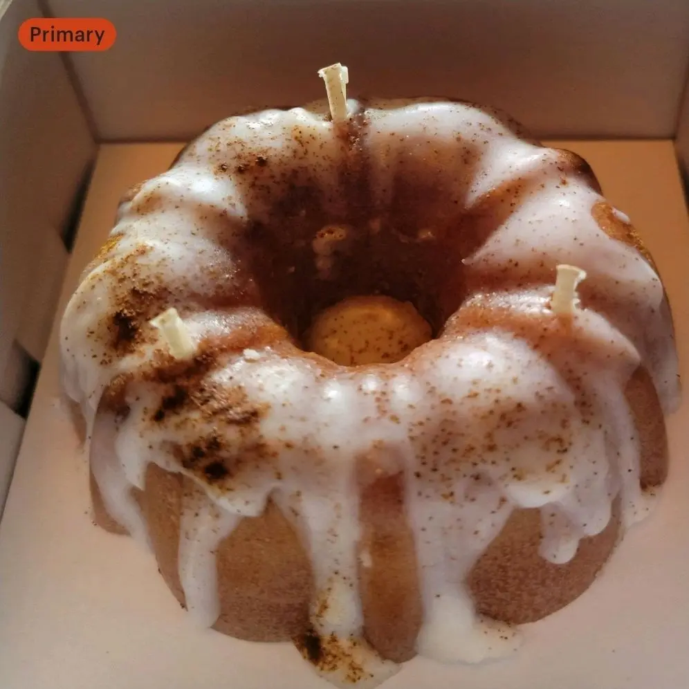 Spiced Pumpkin Bundt Cake Candle with Rich Pumpkin Spice Scent & Creamy Glaze 4x 2 1/2 inch Mini Design for Cozy Atmosphere