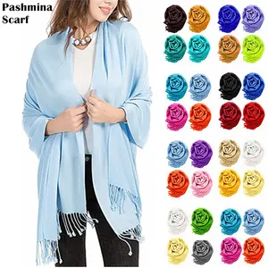 2PLY Long 78X28 Solid Silk Pashmina Shawl Wrap Stole Cashmere Wool Feel Scarf