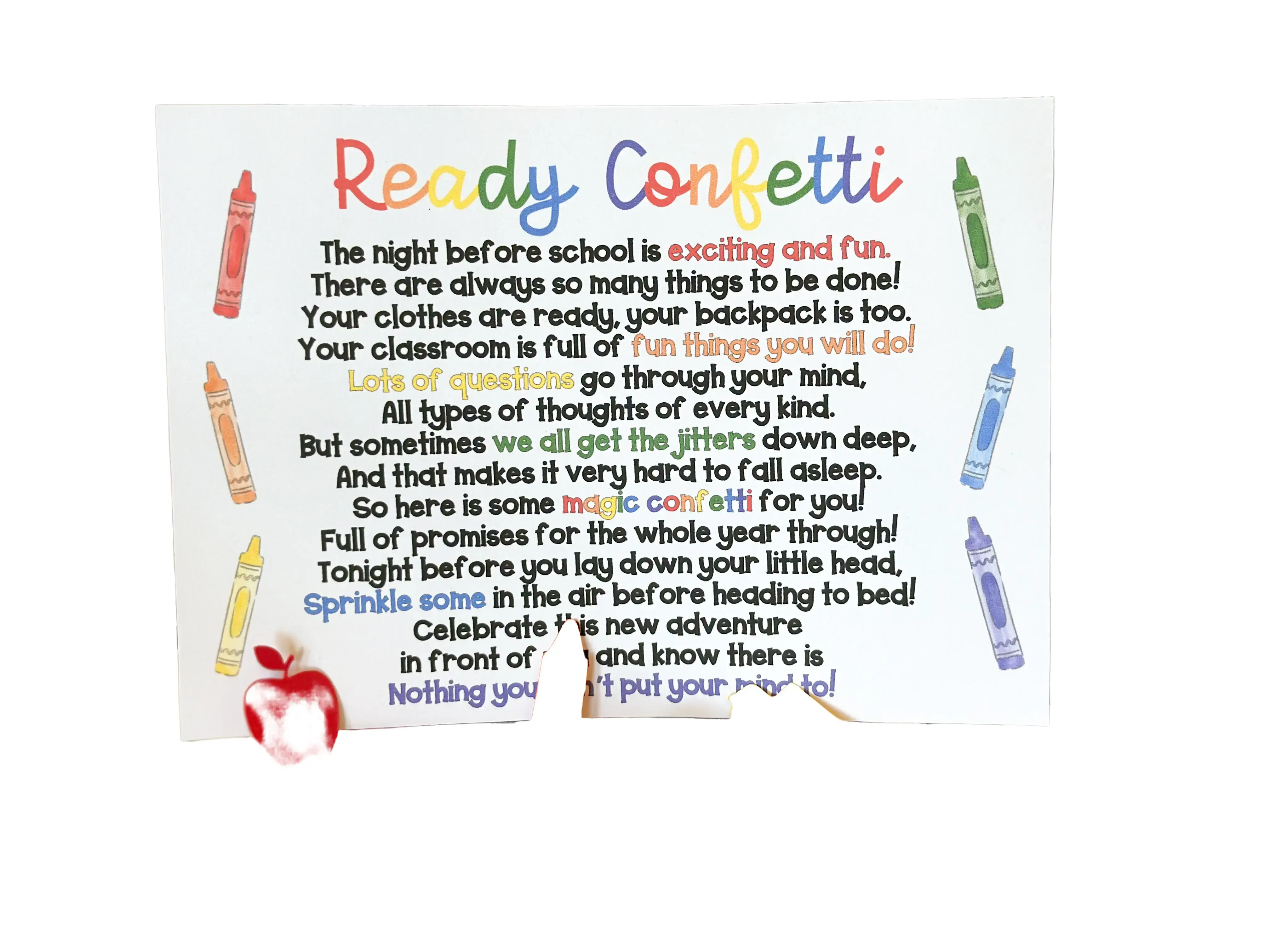 Ready Confetti for Night Before First Day of School - Personalized Paper Confetti Pieces for School Preparations Set - Confetti Decoration